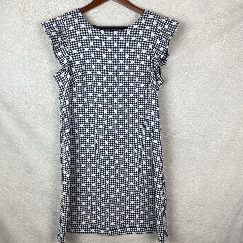 Jessica Howard A-Line Dress Women's‎ 12P Black Polka Dot Knee Length Sleeveless
